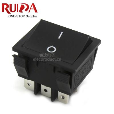 China Electrical Equipment 16A 250V SPDT Boat Power Switch KCD7-301 Punch 28 X 31 MM 6 Pin ON-OFF Rocker Switch for sale