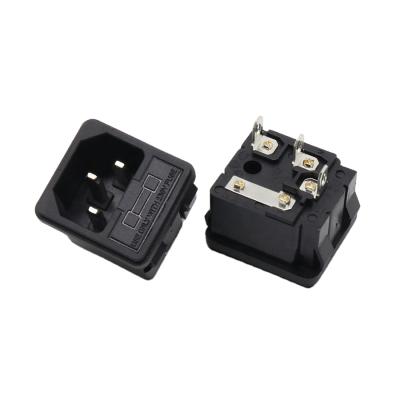 China Industrial Snap-in Type 3 Pin C13 Male Connector 250V 10A IEC320 C14 AC Inlet Power Plug With Fuse Holder for sale