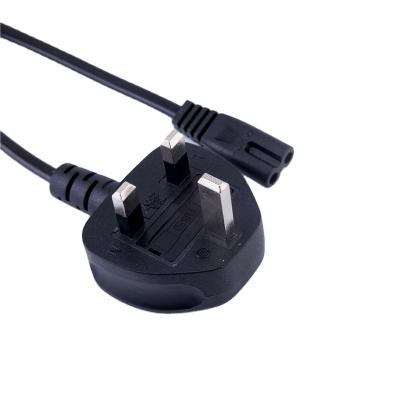 China Consumer Electronics C7 BS 3 Pin Plug To Figure 8 Power Supply Cable With 13A Fuse UK IEC Power Cord for sale