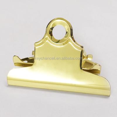 China Clipboard 78mm Gold Paperclip Wood and Plastic Metal Clipboard Clip for Acrylic Board Wood Board for sale