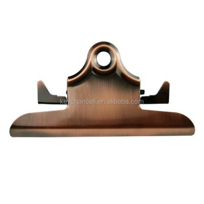 China Reddish bronze metal clipboard clipboard 146mm wood and plastic fashion paper clipboard old big tall for restaurant menus for sale