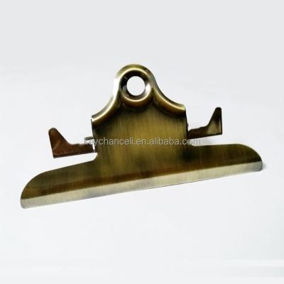 China Antique Wood And Plastic Clipboard 146mm Bronze Metal Clipboard Clip For Wood Board for sale