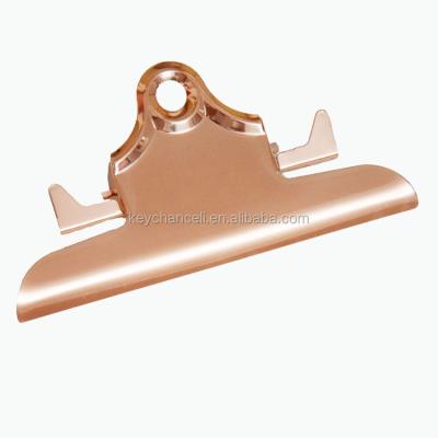 China Wood and Plastic Clipboard China Supplier 146mm Rose Large Binding Gold Paperclip Metal Clipboard Clip for Drawing Board for sale