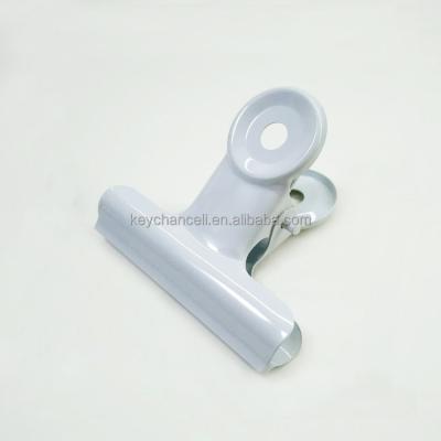 China school & Office Stationery Good Quality 50mm Varnish Baking Paint Coated White Metal Bulldog Clip for sale