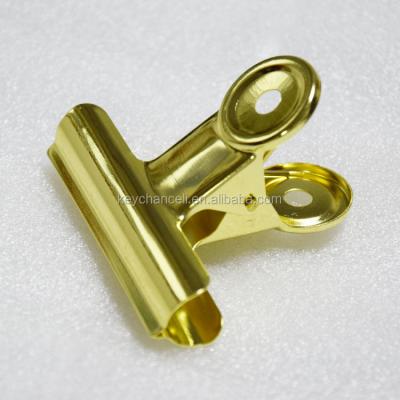 China school & Office Stationery Office Supplies 75mm Gold Clip Packing Metal Bulldog Clip Big Large For Food for sale