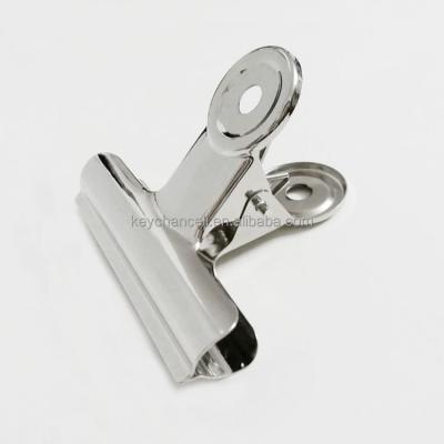 China school & office stationery 75mm silver nickel plating paperclip spring clip custom jumbo metal bulldog clip for sale