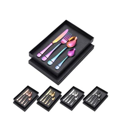 China Viable Knife Spoon And Fork Set Colorful Stainless Steel Cutlery Flatware Flatware Utensils Dinnerware Set for sale