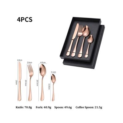 China Travel Viable Luxury Reusable Flatware Dinnerware Reusable Luxury Stainless Steel Utensils Spoon Knife Fork Spoon Gold Serving Set for sale