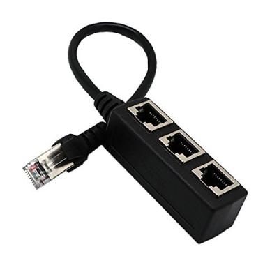 China Horizontal Communication Cable Glory RJ45 1 Male To Female Socket 3 Port LAN Ethernet Splitter Extension Cable for sale