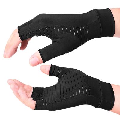 China Unisex Fingerless Premium Copper Compression Glove Tenosynovitis Relieve Sport Arthritis Pressure Gloves for sale