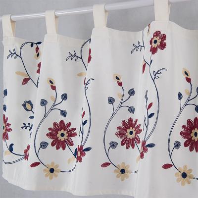 China Blackout Wholesale 100% Polyester Embroidered Short Flower Kitchen Curtains For Patio Bar for sale