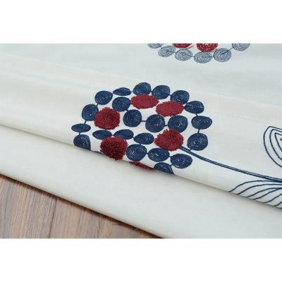 China Custom White Flower Living Room Embroidery Polyester Blackout European Size Curtains For Bedroom Kitchen Office Cafe for sale