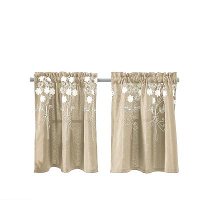 China Blackout Fashion Polyester Cotton Shorts Luxury Embroidered Curtain For Cafe Rod Pocket Embroidery Short Curtain Bedroom Kitchen Living for sale