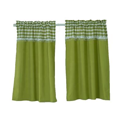 China High Quality Cheap Ready Made Set Polyester Shade+Decoration Short Green Curtain For Kitchen Bedroom Living Room With High Quality for sale