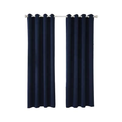 China Shading And Blackout Decoration Eyelet Navy Blue Soft Curtain For Bedroom With Low Price for sale