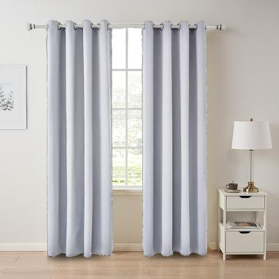 China Shading And Solid White Grommet Hotel Decoration Blackout Soundproof Polyester Curtain for sale