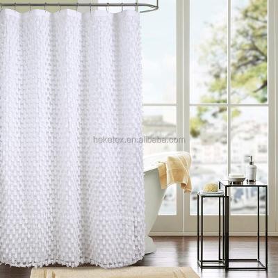 China White Waterproof Grommet Shade + Decoration Blackout Feather Shower Curtain Set Bathroom for sale