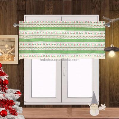 China Shade + Green Short Rod Pocket Curtains For Kitchen Decor Christmas Bar Bathroom Decor Printed for sale