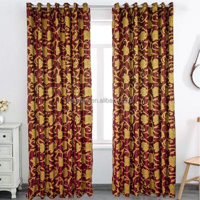 China Blackout Jacquard Grommet Blackout Green Polyester Curtain Fabric Living Room for sale