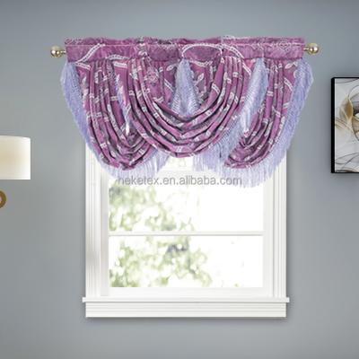 China Luxury Purple Jacquard Decorative Valance Shade And Curtain Curtain For Living Room Kitchen Hotel for sale