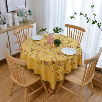 China Disposable Tablecloth Embroidered Round Fabrics Linen Floral Table Cloth for Wedding Tablecloth Table for sale