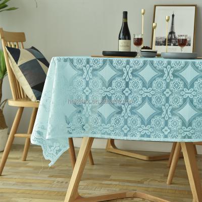 China Longer Disposable Sheer Tablecloth Blue Extra Tight Fitted Tablecloth For Wedding Home Hotel for sale