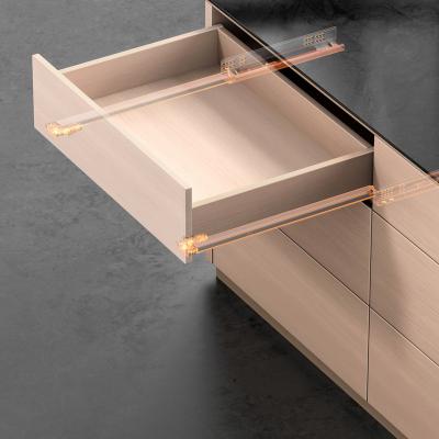 China 3 Fold+Full Extension Full Extension Underoutout 3 Times Push To Open Drawer Slide With 3D Locking Device For Wooden Drawer for sale