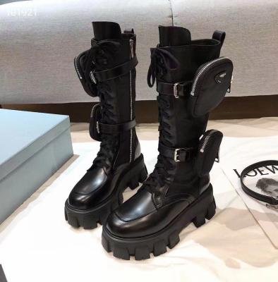 China Deodorization Motorcycle Pocket Boots Leather Trim Platform Boots Wedge Round Head Increased Size Designer Chelsea Women 2021 Boots for sale