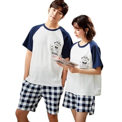 China New Arrival Quick Dry Couples Cotton Pajamas Sleepwear Short High Quality Printed Cotton for sale