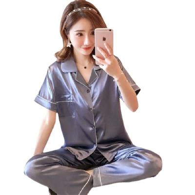 China New luxury QUICK DRY women's comfortable and fashionable satin pajamas plus size short sleeve sleepwear for sale