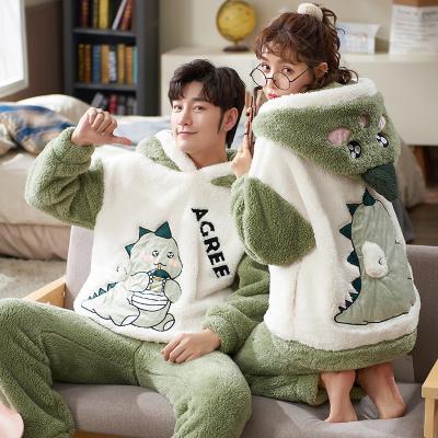 China Wholesale Hot Sale 2021 Winter Flannel Onesie Warm Cartoon Comfortable Women's Men's Pajamas Set For Ladies Men for sale