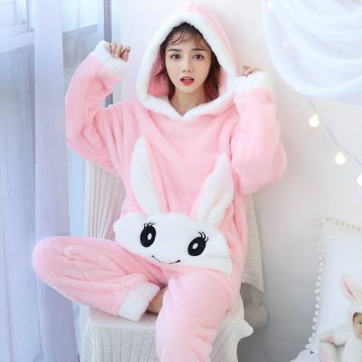 China Winter Flannel Cartoon House Onesie Thermal Sweater Coral Down Set Thickened Nightgown Women's Pajamas for sale