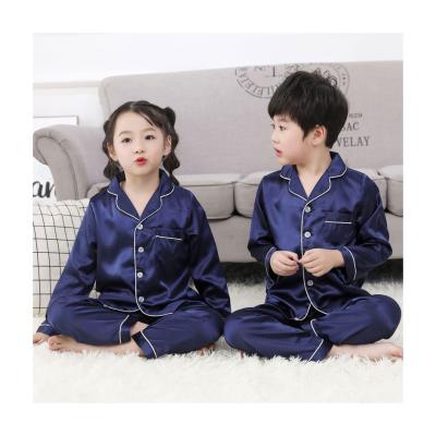 China Leisure 2021 children's summer silk children's silk home wear pajamas boys and girls set new desigin child satin sleepwear for sale