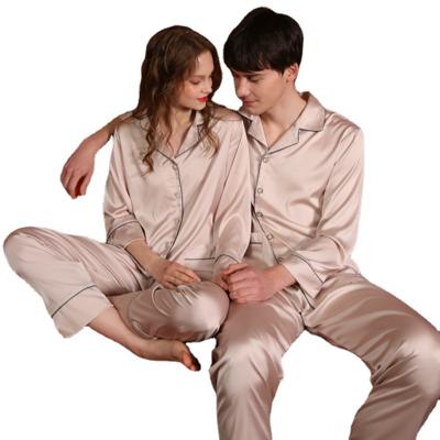 China 2021 QUICK DRY chinese factory made fashion couple pajamas sleepwear silk wholesale for sale