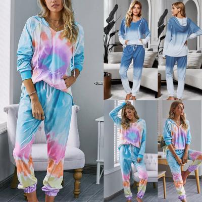 China 2021 Fancy QUICK DRY All Feel Nightgowns Girls Sleepwear Pajamas Dispenser Tie Dyeing Pajamas for sale