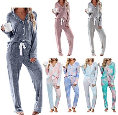 China 2021 Winter QUICK DRY Long Sleeve Women's 2 Pcs Long Sleeve Pajama Set High Quality Button Down Pajamas for sale