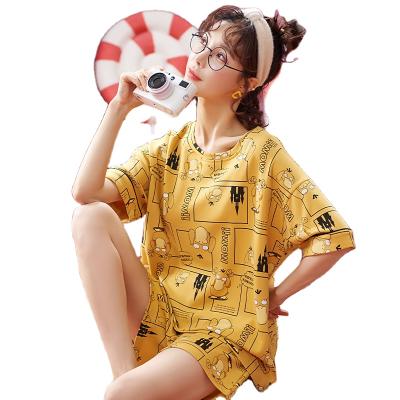 China 2021 New Korean Printe Cotton Spandex QUICK DRY Shorts Cheapest Sleepwear Sets Womens Hello Kitty Sleepwear for sale