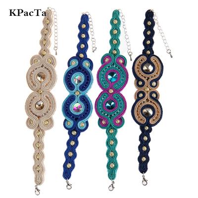 China Handmade BOHEMIA KPACoTA Style Charm Bracelets Leather Ethnic Soutache Crystal Decoration Women Jewelry Fashion Bracelets Gifts 2019 New for sale