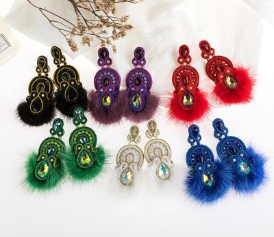 China BOHEMIA KPacTa Fashion Style Ladies Earrings Multicolor Tassel Earrings Ladies Jewelry Ethnic Geometric Handmade Leather Pendant Jewelry for sale