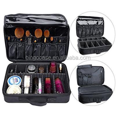 China Durable Travel Makeup Bag, 3 Layer Multifunctional Train Cosmetic Case Make Up Organizer Kit Professional Makeup Bag Set with Carry Hand for sale