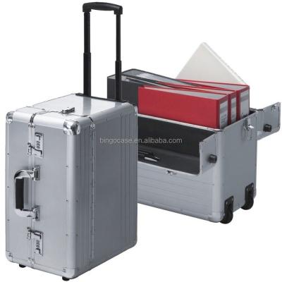 China Durable Portable Aluminum Pilot Case Hard Briefcase Case With Wheel for sale