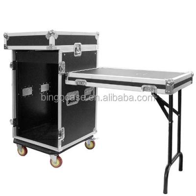 China Waterproof Shockproof Dustproof 16 Space Rack Case With 10 Space Slope Mixer Top And DJ Work Table for sale