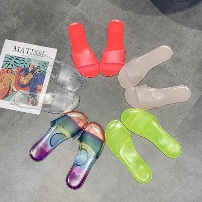 China Fashion Trend Transparent Jelly Slippers for Women Beach Flat Woman PVC Lady Sandals Slippers Women's Shoes Summer Slippers for sale