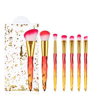 China Fan Brush Crystal Handle Makeup Brush Set Eco-Friendly Makeup Brush Set 7 Pieces Brush Set Makeup for sale