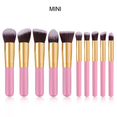 China Pink Densed Foundation Makeup Brush Box Packing Facial Angled Makeup Brush Wooden Makeup Brush for sale