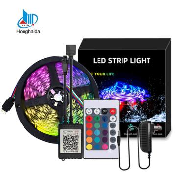 China Smart Decoration 5M SMD 5050 RGB Blutooth Phone APP Control Color Changing Remote Control Adapter RGB LED Strip Light for sale