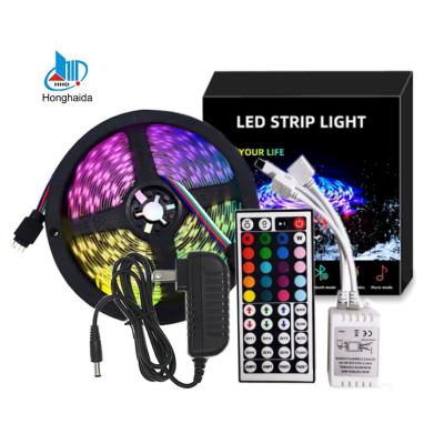 China Decoration 5m 16.4ft smd 5050 150leds 300leds rgb flexible led strip light come with adapter and 24key 44key led controller full set for sale