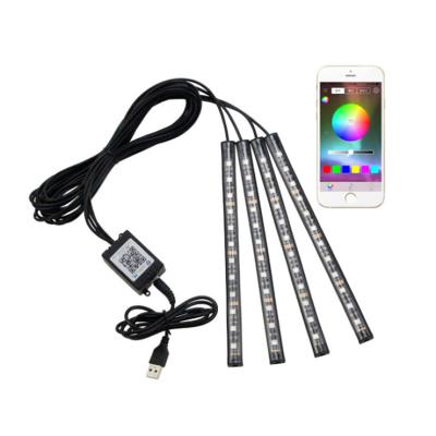 China Car decoration 48 led rgb car led strips atmosphere wifi bluet0oth car interior strip light app led strip lighting for cars for sale