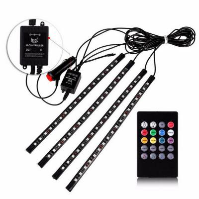 China Car Decoration 4pcs 18SMD 72leds 12v DC RGB Led Strip Light Atmosphere Decoration Lamp Car Interior Strip Light For Car Trucks for sale