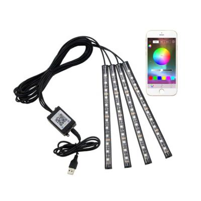 China Hot Selling Atmosphere Car Decoration Mobile Phone APP Car RGB LED Strip Light Flexible Car Auto Interior Light Kit Car Auto Interior Light for sale